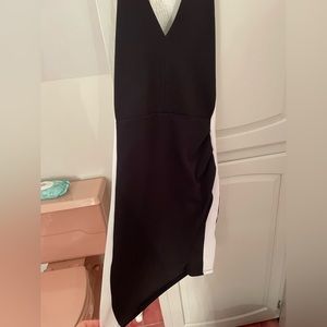 Halter black and white on the side of the dress scrunched dress